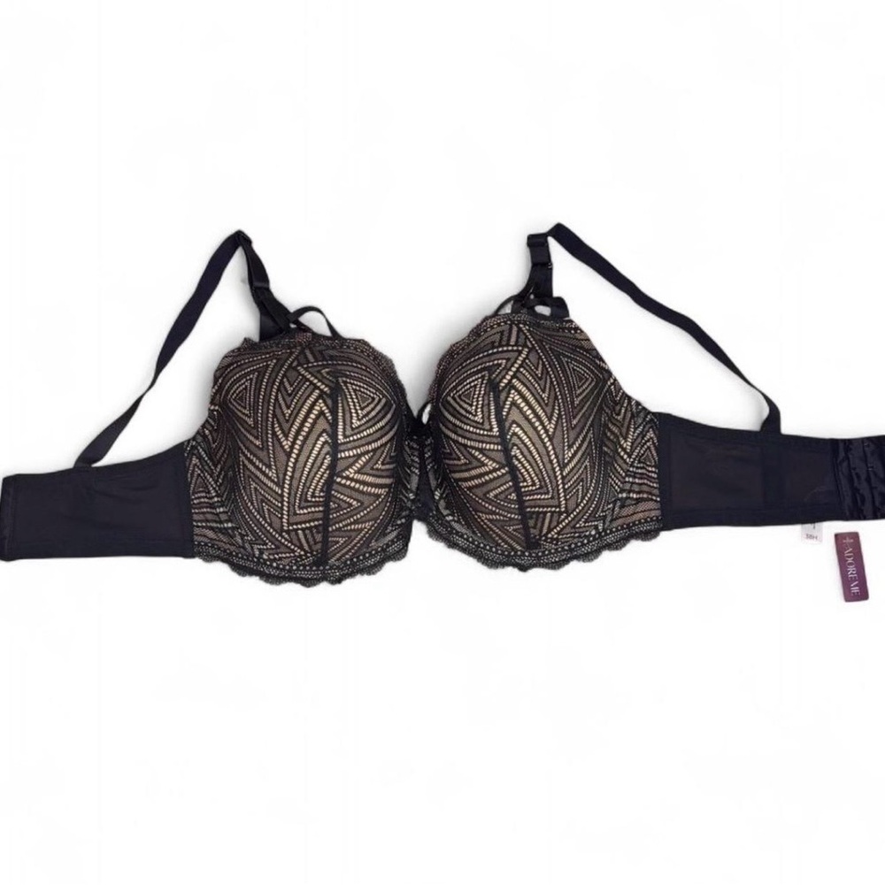 Adore Me Black and Gold Patterned Bra